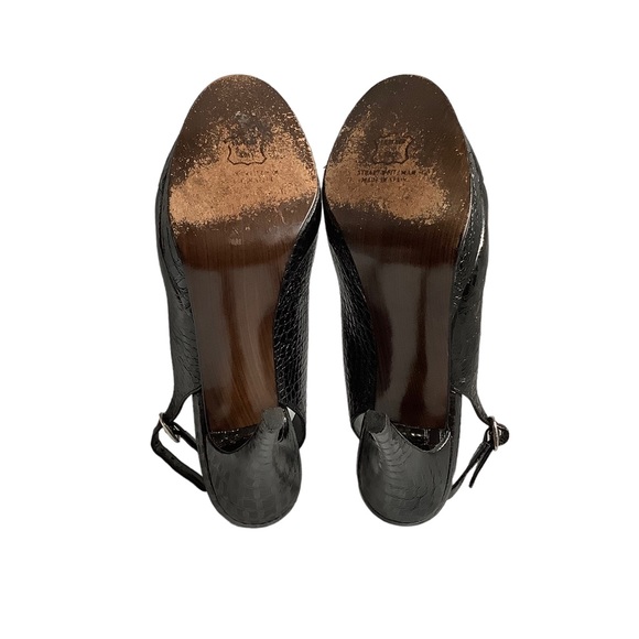 Stuart Weizman Crocodile Print Strappy Heels Peep Toe - Picture 7 of 8